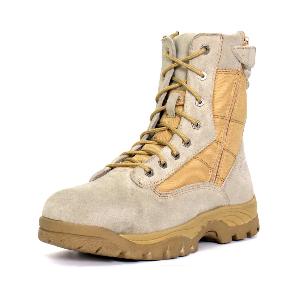 Tan Leather Lace Up Boots with Zippers I46912
