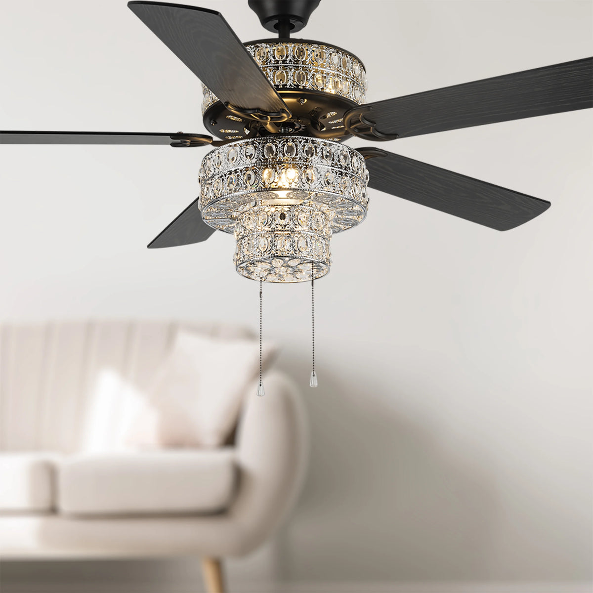 52" Crystal LED Ceiling Fan with Light K8150