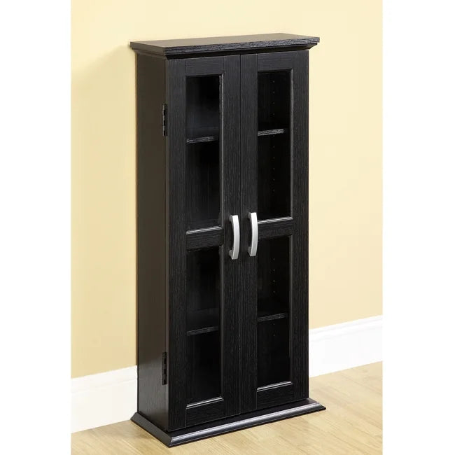 Black Media Tower Storage Cabinet I188914