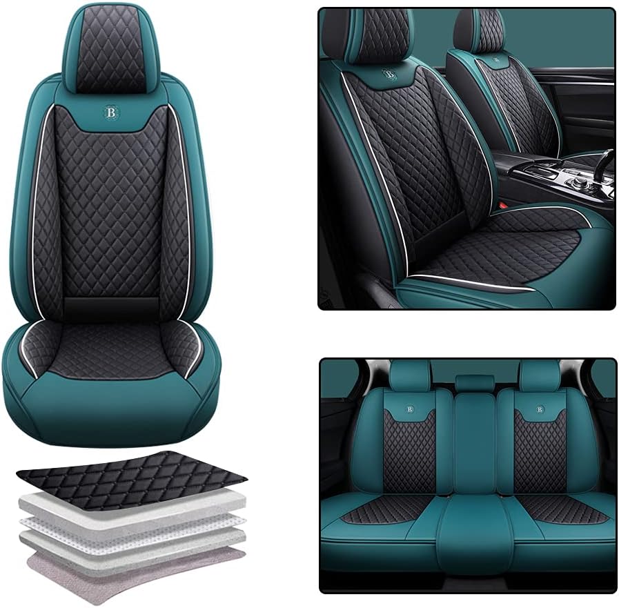 Pink-Black PU Leather Car Seat Covers Full Set 5 Seat A23132