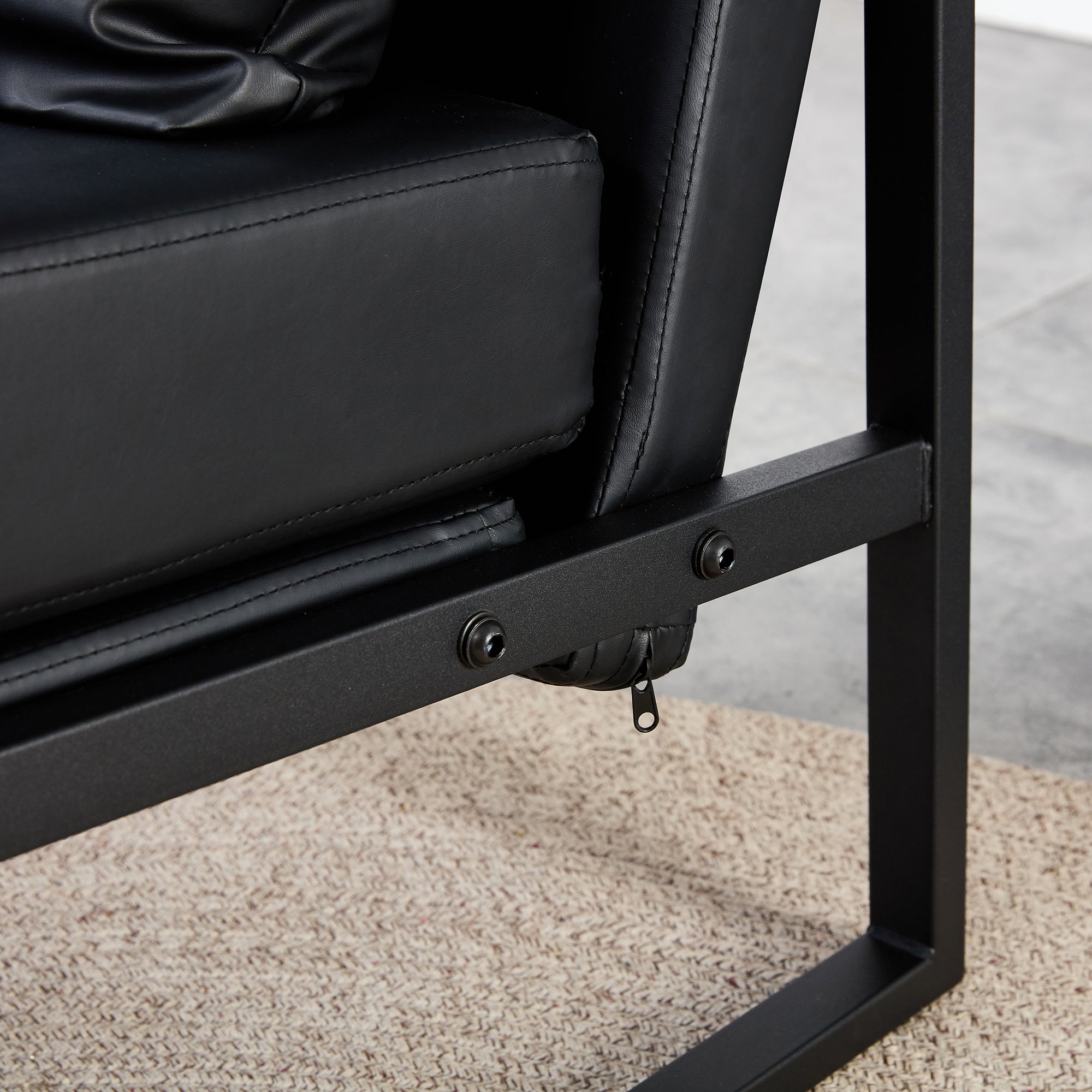 Black PU Leather Accent Armchair with Metal Frame A280
