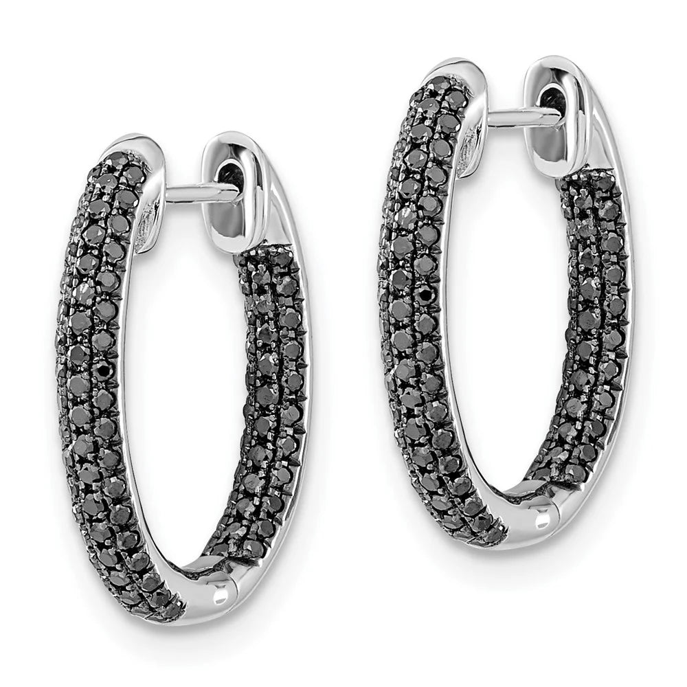 All Black Diamond Hoop Earrings Y7653