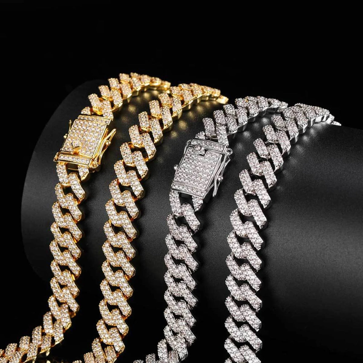 12MM Iced Out Miami Cuban Link Chain Necklace, 16-24 Inch C3192