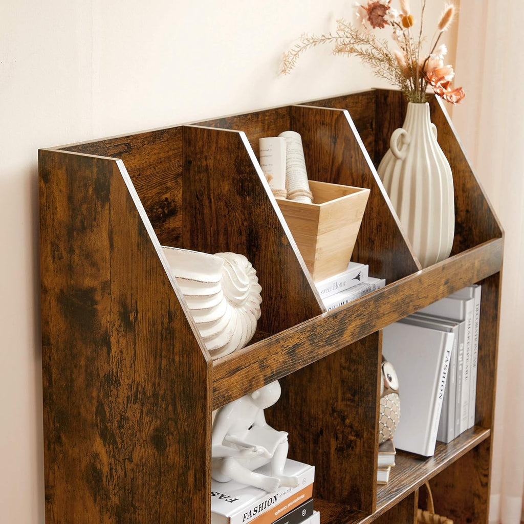 Rustic Brown Bookshelf with Cubbyholes H858