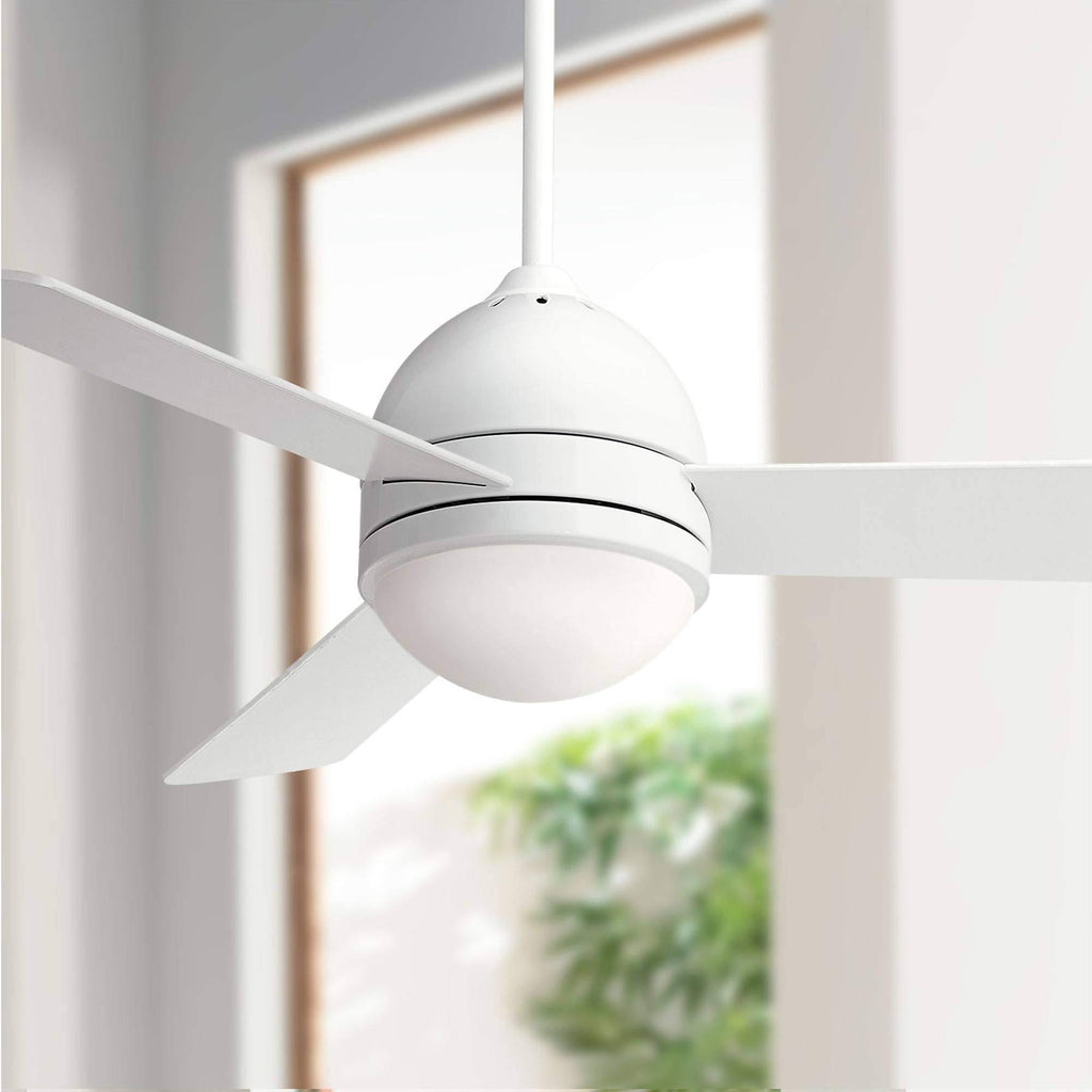 White Opal Frosted Glass LED Ceiling Fan with Light Remote Control S483505
