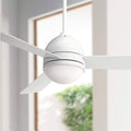 White Opal Frosted Glass LED Ceiling Fan with Light Remote Control S483505