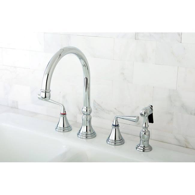 Polished Brass Widespread Kitchen Faucet with Sprayer M5603
