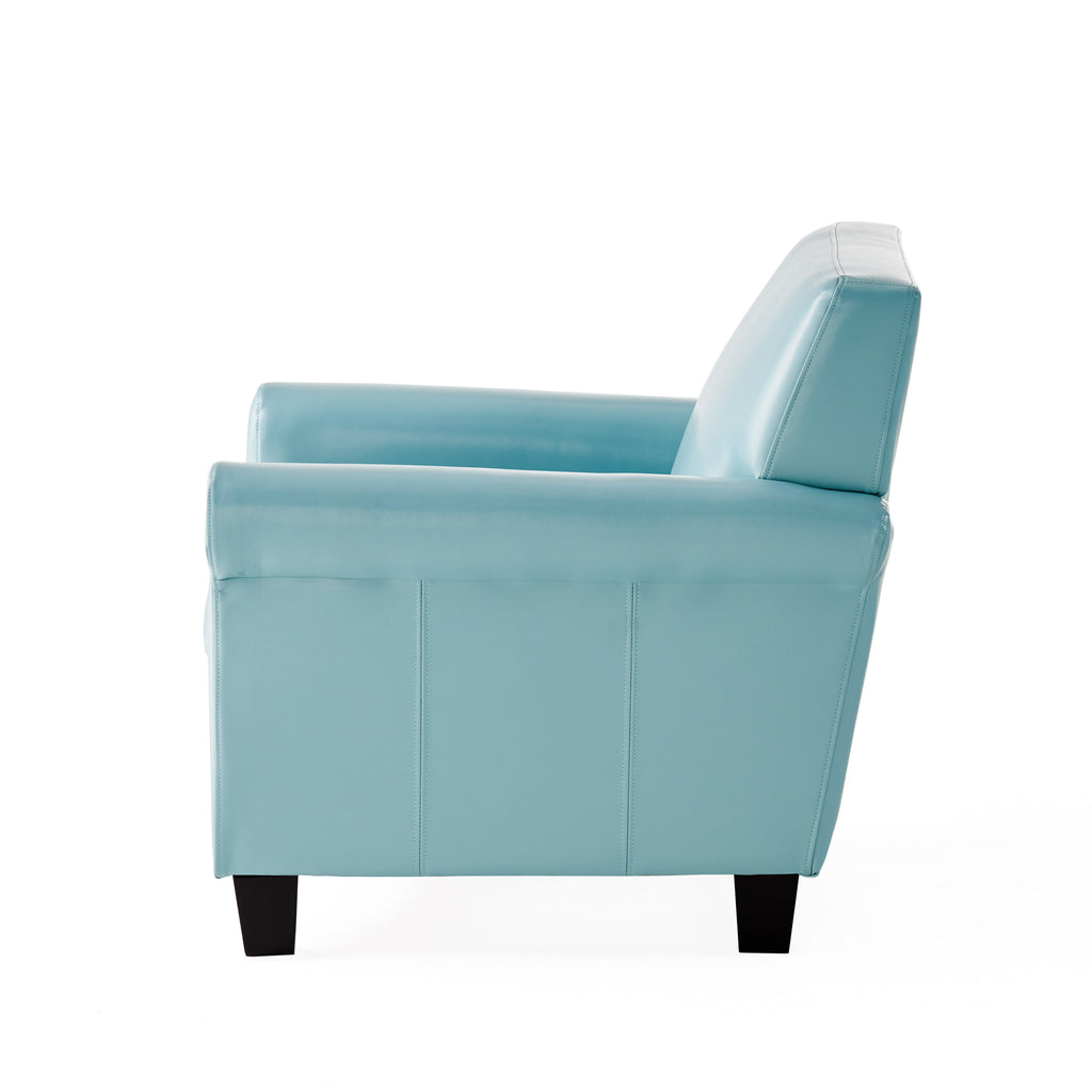 Teal and Dark Brown Bonded Leather Club Chair H762