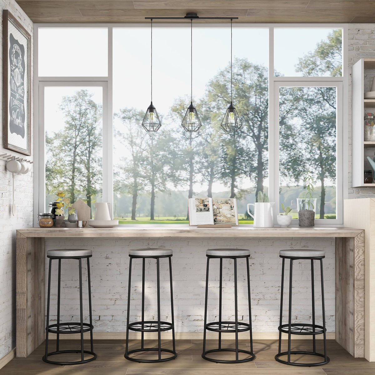 Rustic Metal Barstools Set of 2 Coastal White D562616