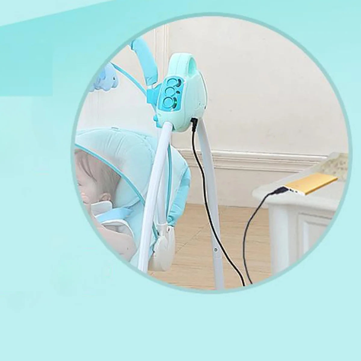 Blue Electric Baby Bouncer Swing Seat with Bluetooth Music and Remote Control R708