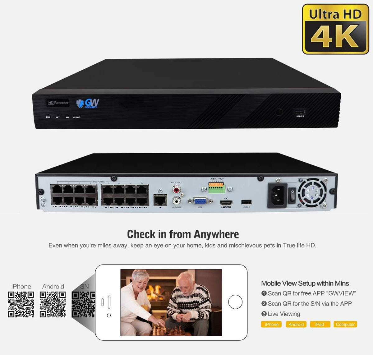 16 Channel 4K NVR 12 x 5MP Dome POE Security Camera System X76229