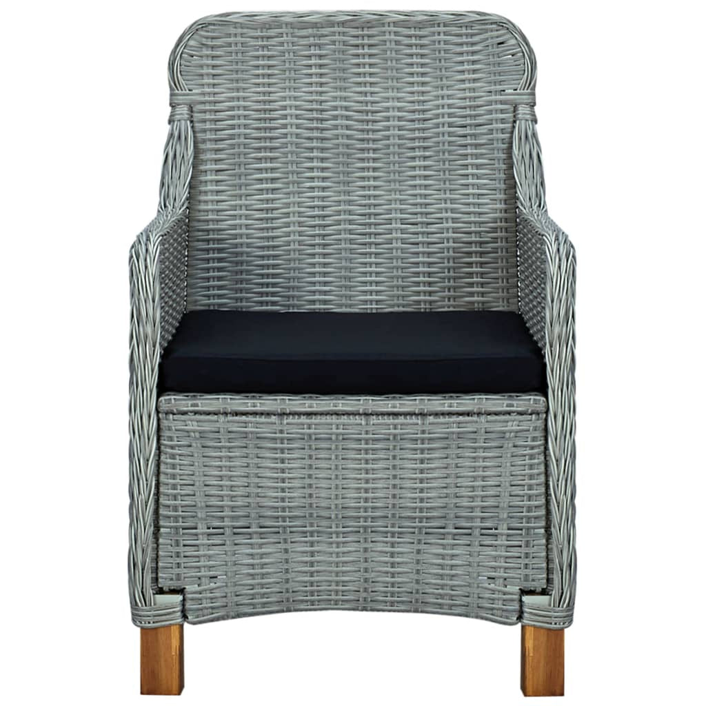 Gray Poly Rattan Patio Chairs with Cushions 2 pcs B952
