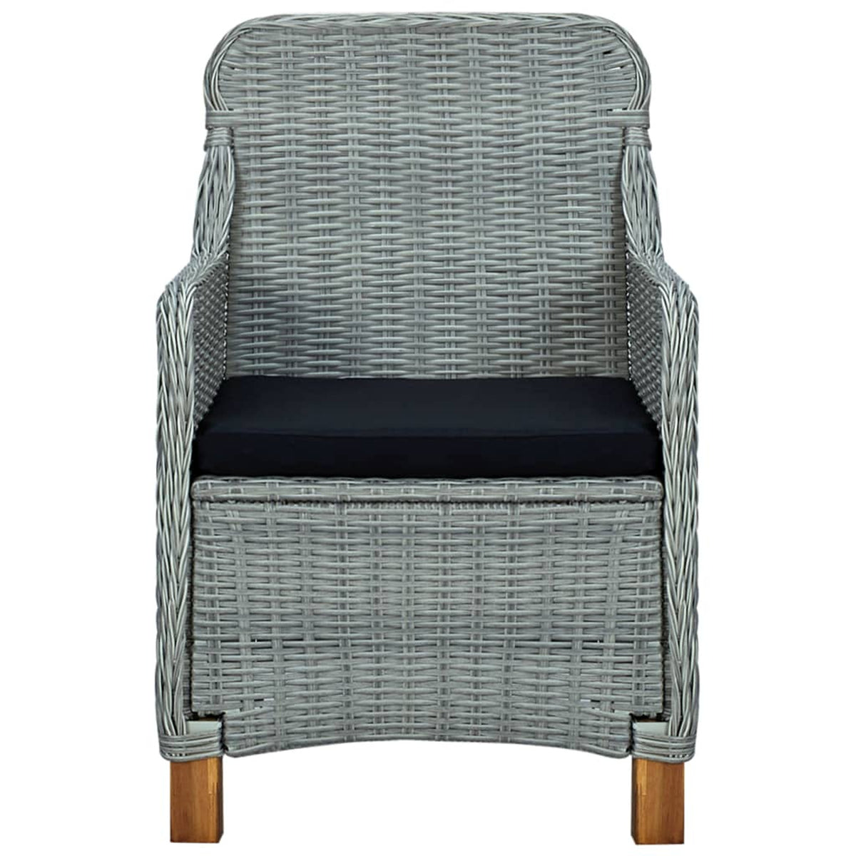 Gray Poly Rattan Patio Chairs with Cushions 2 pcs B952
