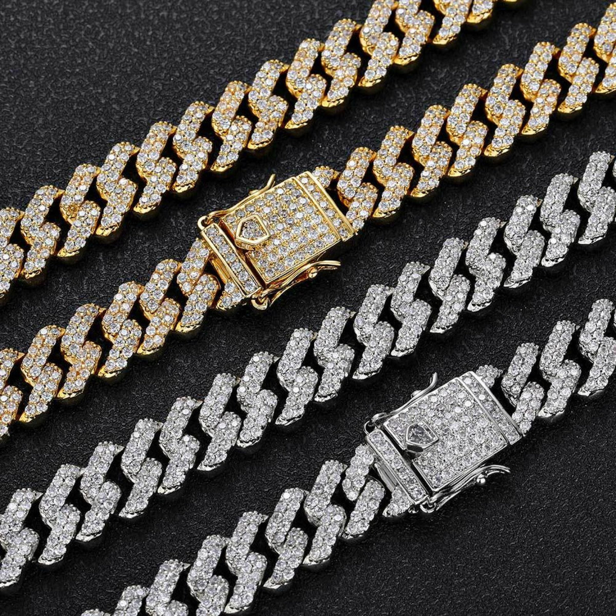 12MM Iced Out Miami Cuban Link Chain Necklace, 16-24 Inch C3192