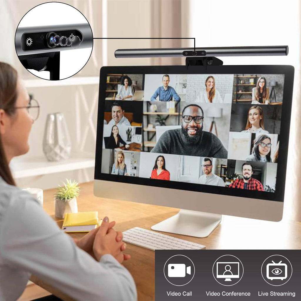 Monitor Light Bar with Webcam, USB Powered, Hue Adjustable, Touch Control I981