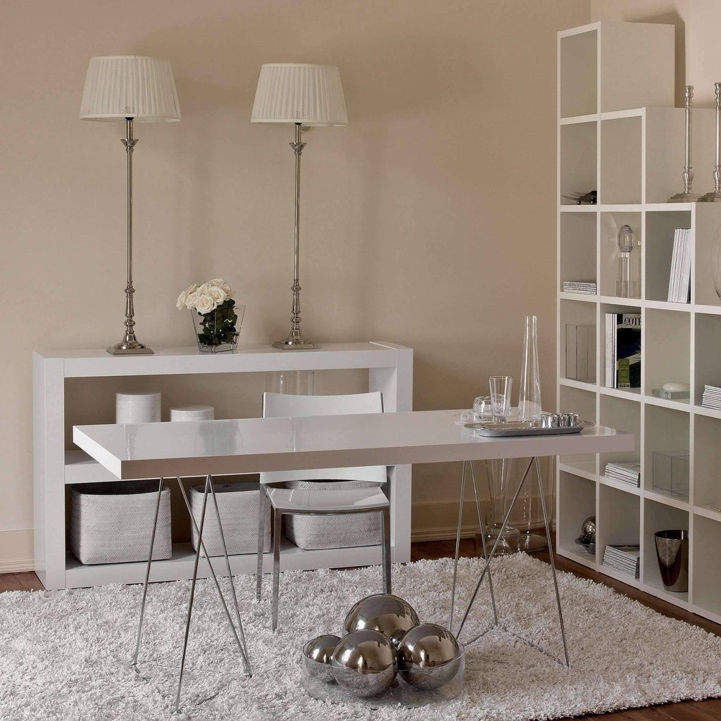 Walnut Chrome Table Top with Trestles W605