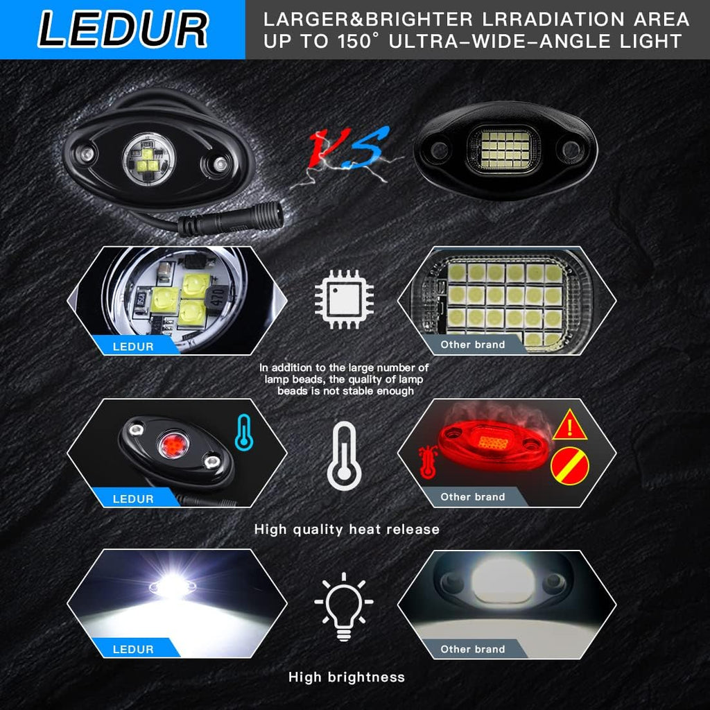 White 12Pods LED Rock Lights Kit with Switch Wire Harness H87187