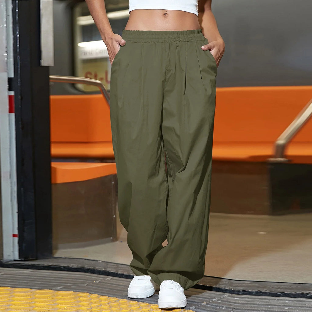 Black High Waist Baggy Cargo Pants Y170167