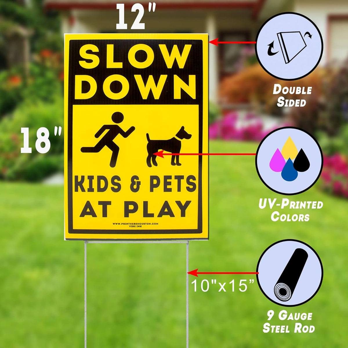 12" x 18" Bright Yellow Yard Sign with Metal Stake L25638