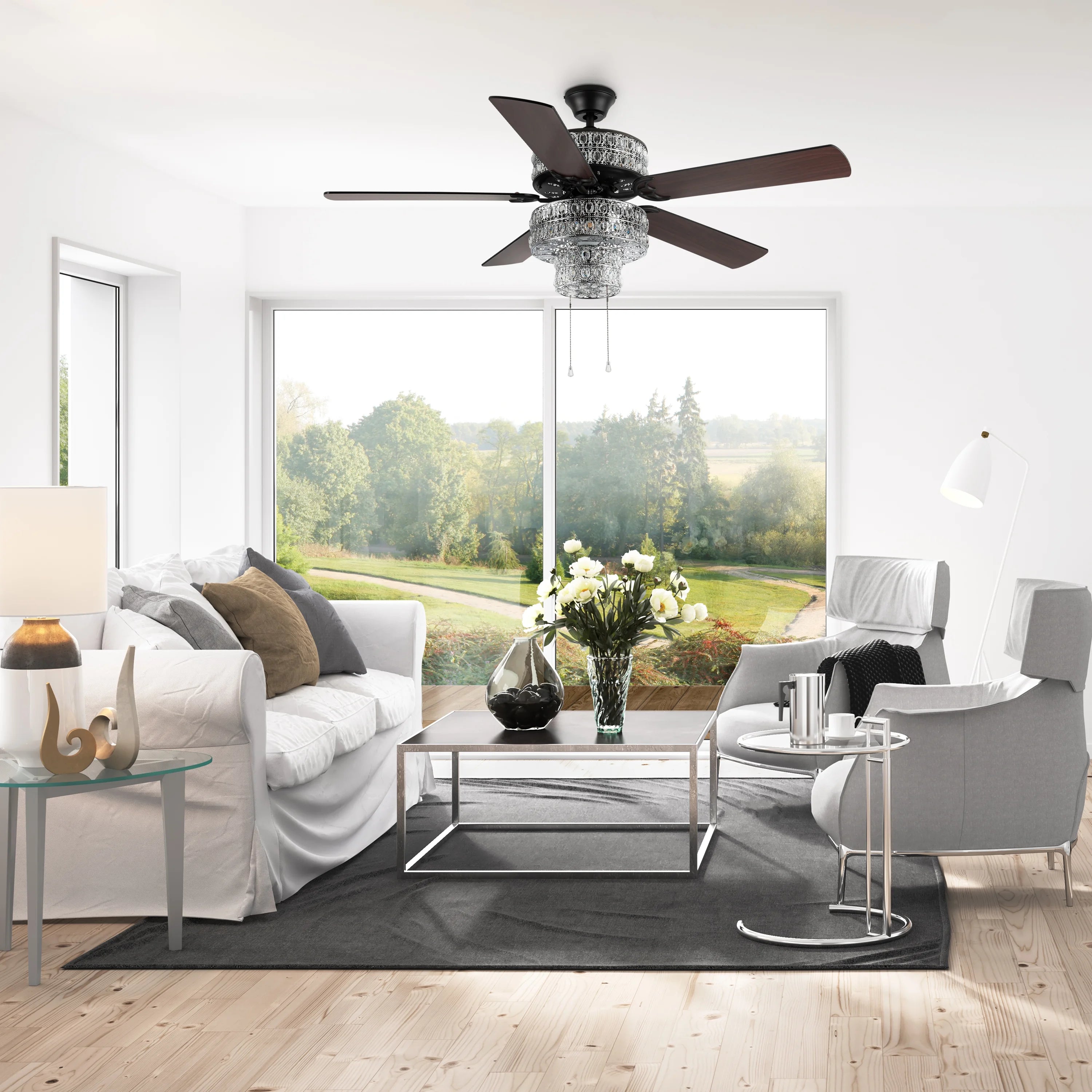 52" Crystal LED Ceiling Fan with Light K8150