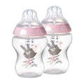 Pink Baby Bottles 9oz 2 Count Slow Flow Nipple with Anti-Colic Valve J31752