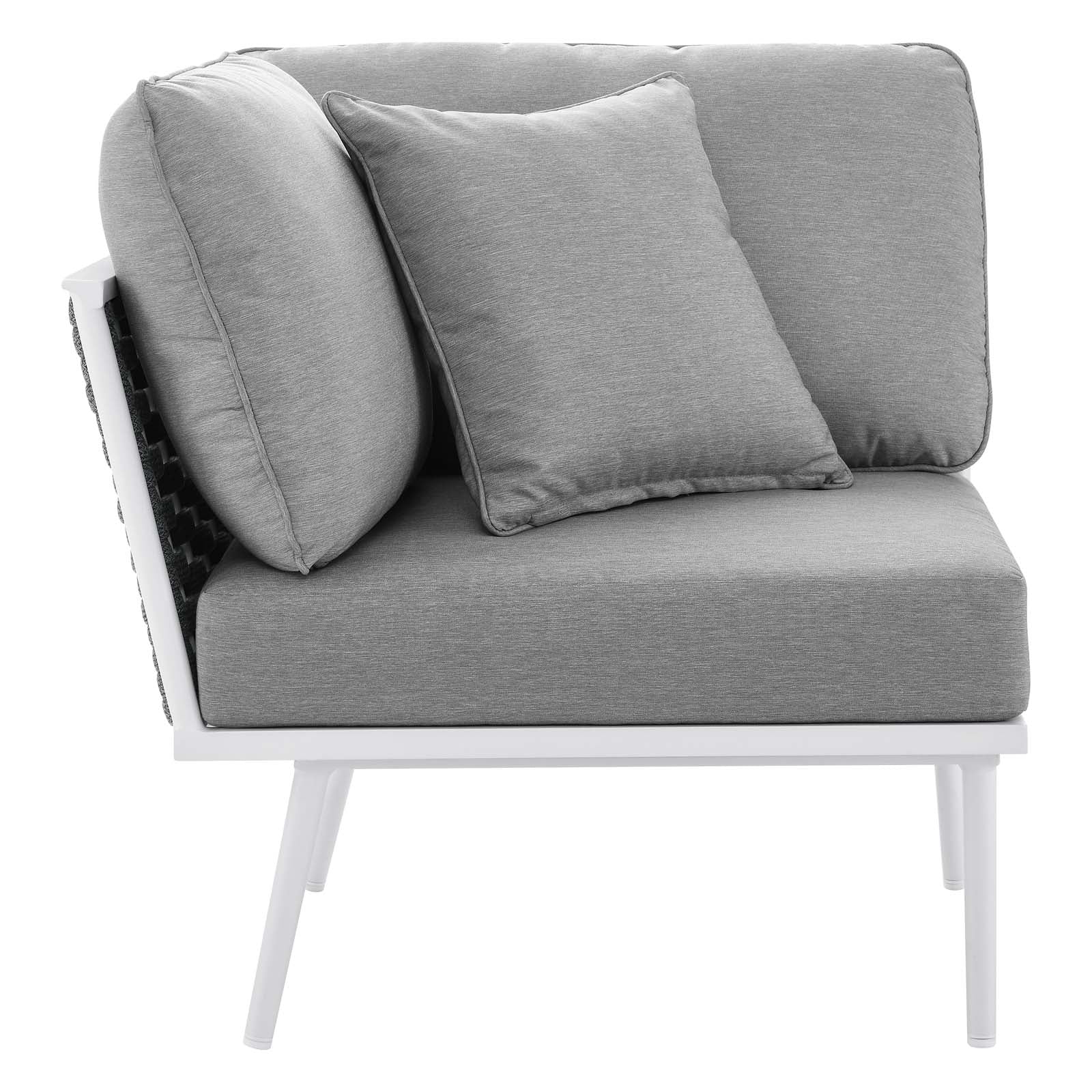 9 Piece White Gray Aluminum Outdoor Sectional Sofa Set H43153