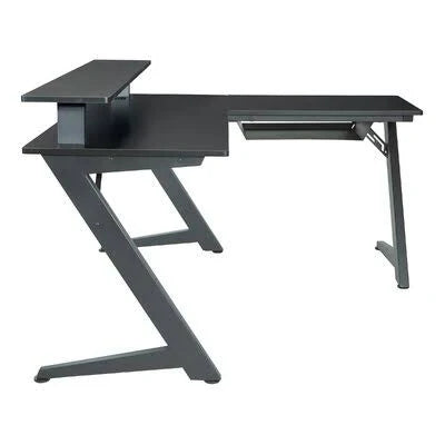Carbon Black Black Matte L-Shape Gaming Desk with Hutch Q954302