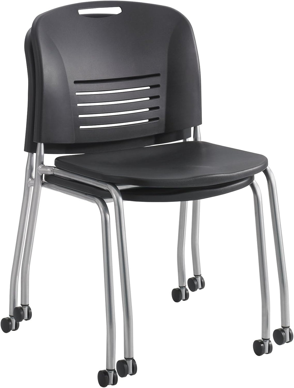 Black Stack Chair with Casters, Qty. 2 Y89622