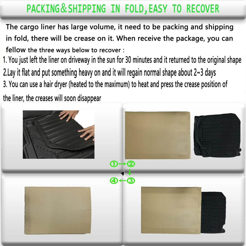 Black 3D Waterproof TPO Rear Cargo Liners Trunk Tray Mats Pack of 2 U978316