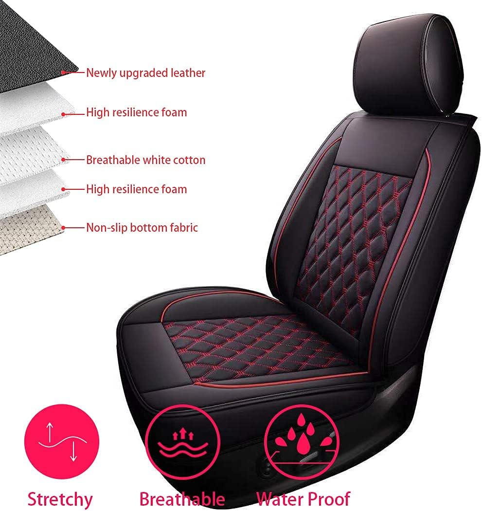Black Waterproof Leather Car Seat Covers Full Set C756