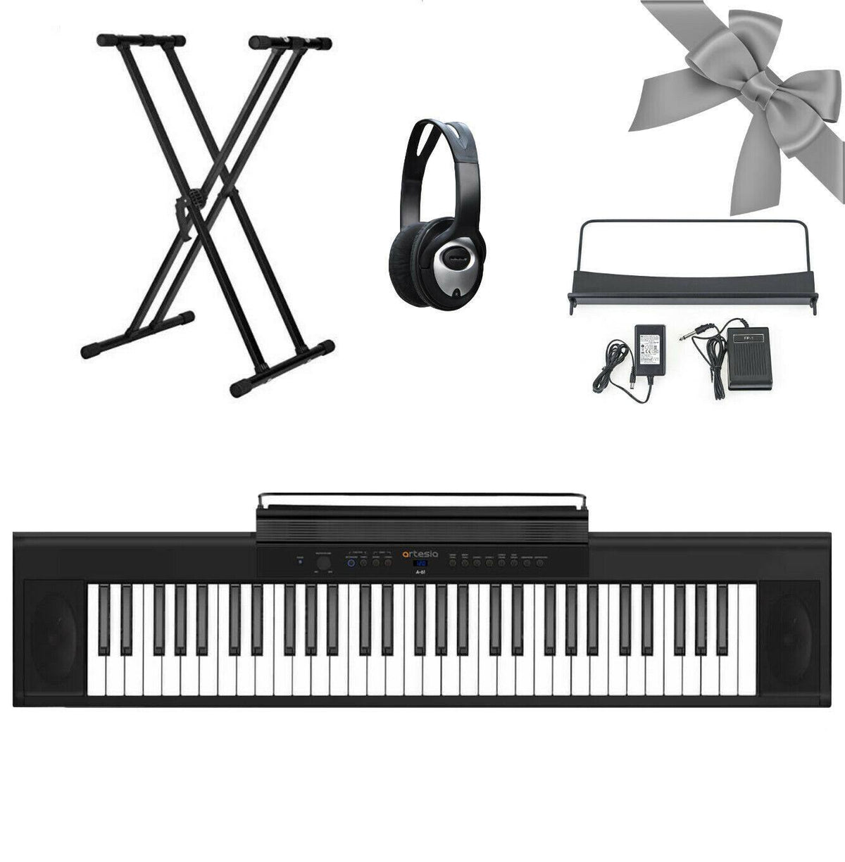 61-Key Digital Piano with Headphones & Sustain Pedal F7549