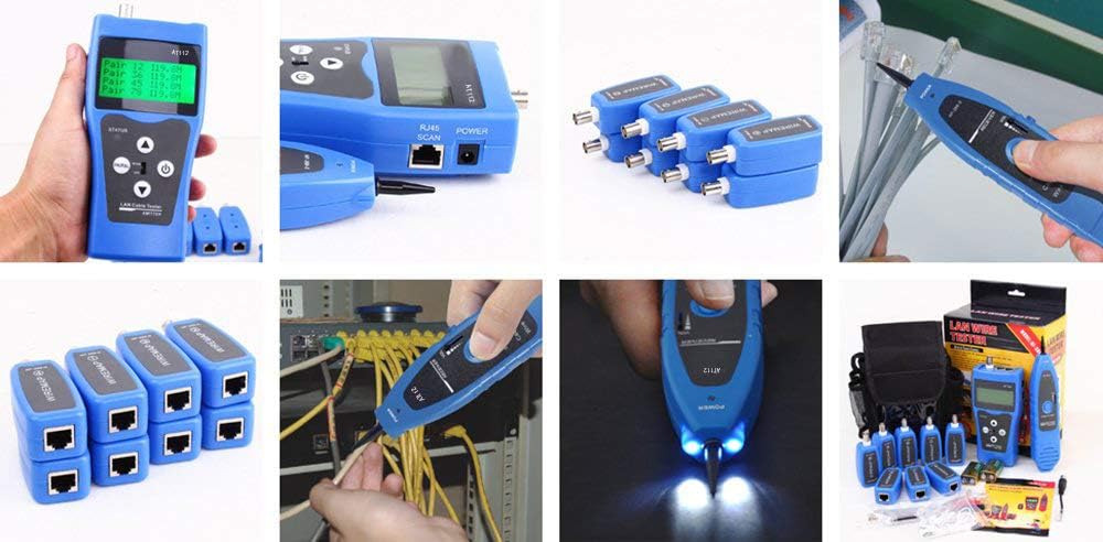 Blue Network Ethernet LAN Cable Tester with 8 Far-end Jacks N554