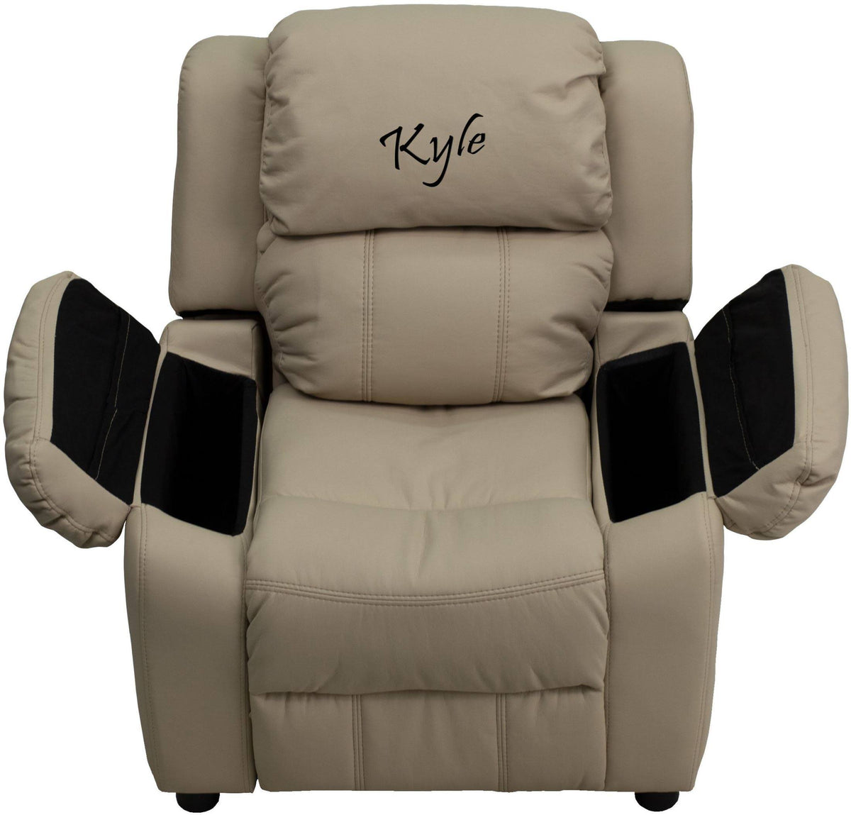 Beige Vinyl Kids Recliner with Storage Arms R749241