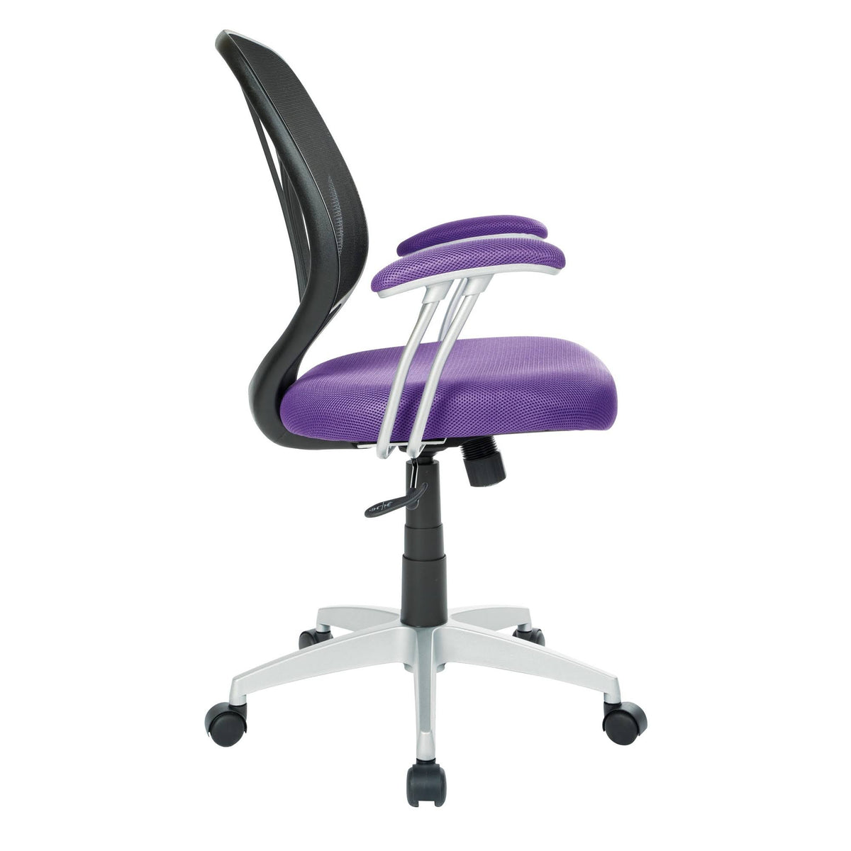 Purple Mesh Screen Back Chair with Silver Coated Arms and Base G95112