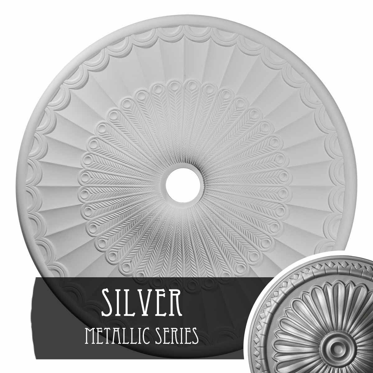 Hand-Painted Silver Ceiling Medallion O11345