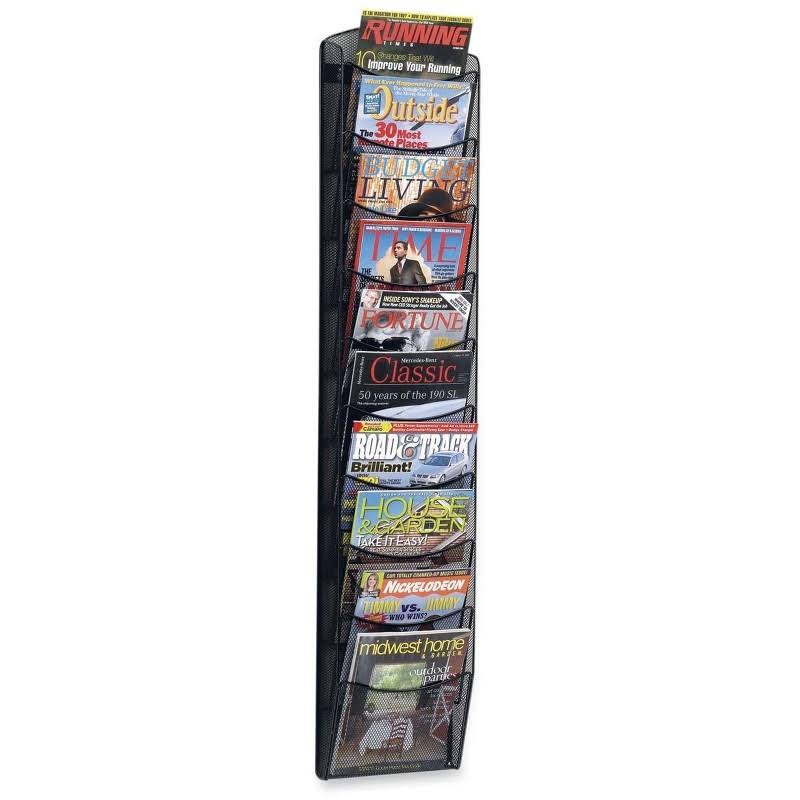 Onyx Mesh Magazine Wall Rack 10 Pocket Black S537452