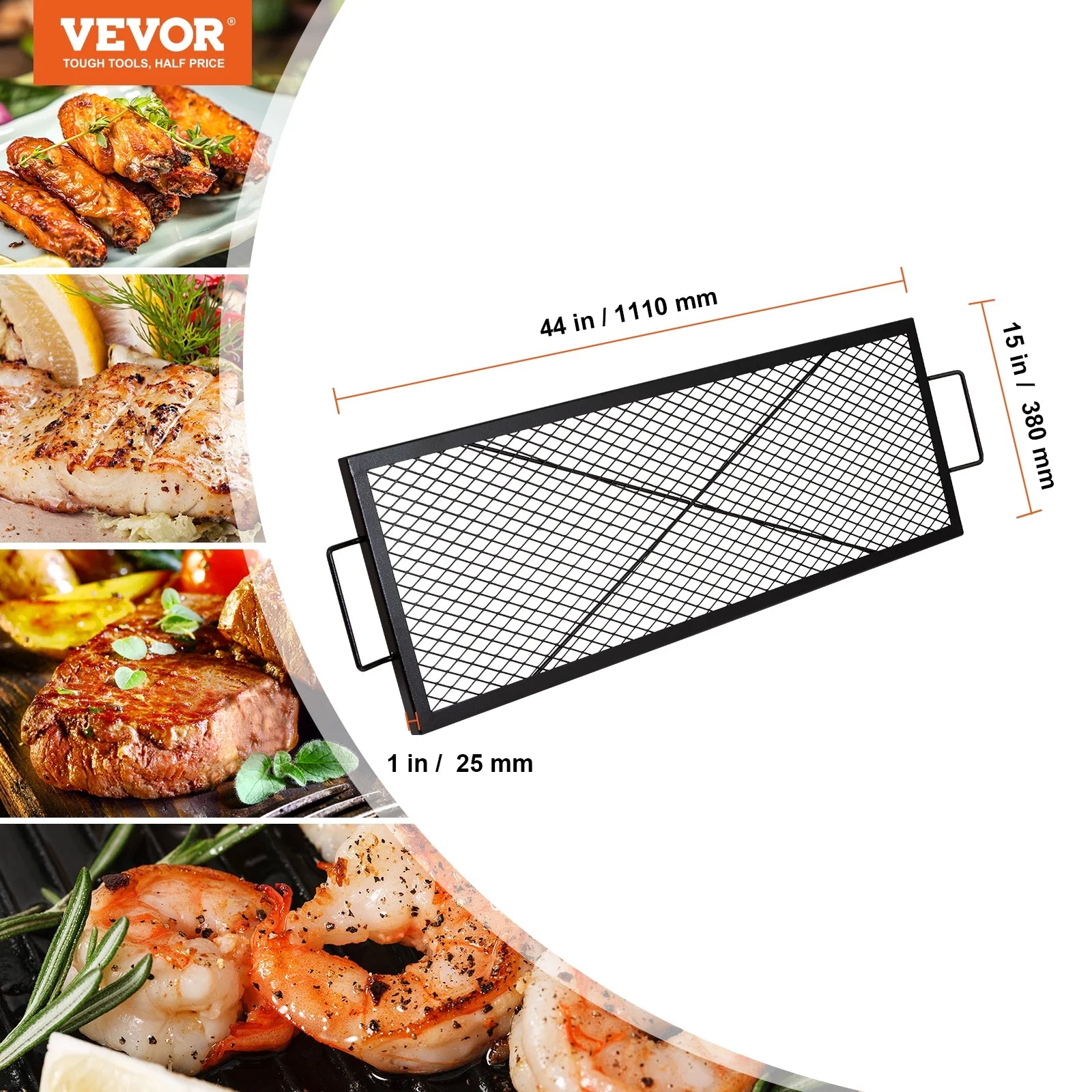 44" Rectangle Fire Pit Grill Grate Q739