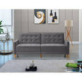 Twin 78x22 Wide Velvet Tufted Back Convertible Sofa Gray L1928