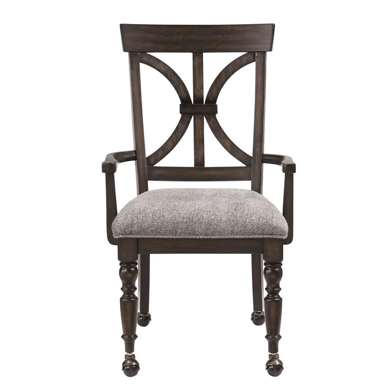 Wood Desk Chair with Casters in Driftwood Charcoal L58043