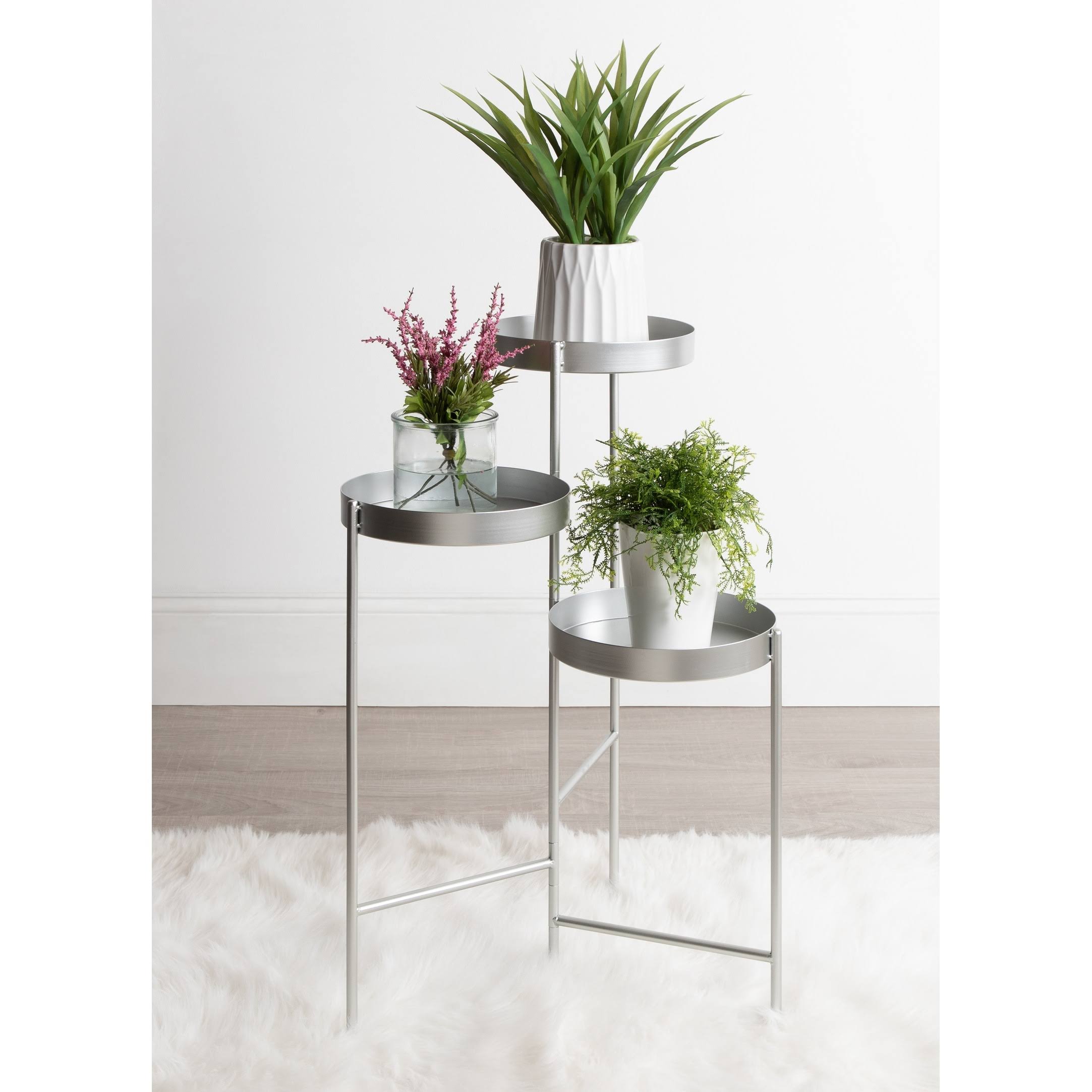 Navy Blue Metal Tri-Level Plant Stand T7610