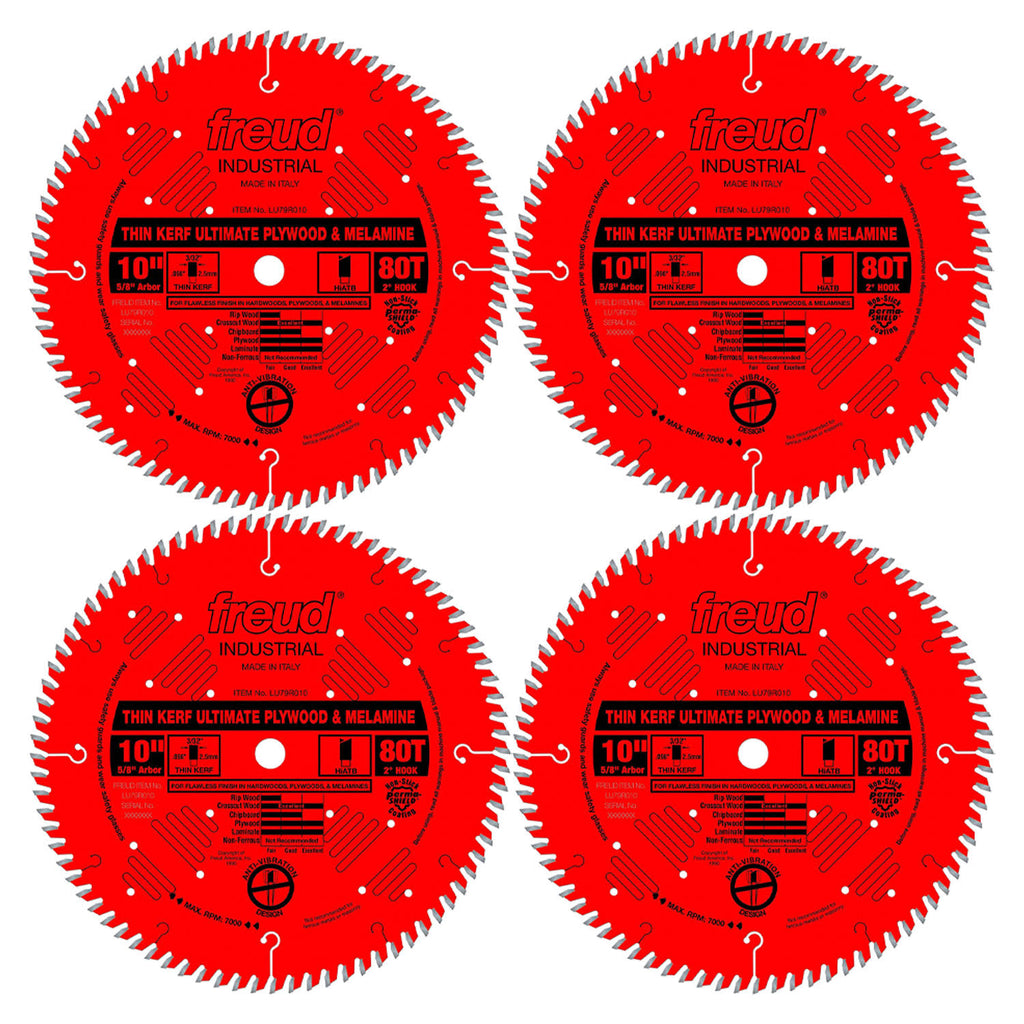 10x22 80T Thin Kerf Plywood & Melamine Saw Blade (4 Pack) K17232