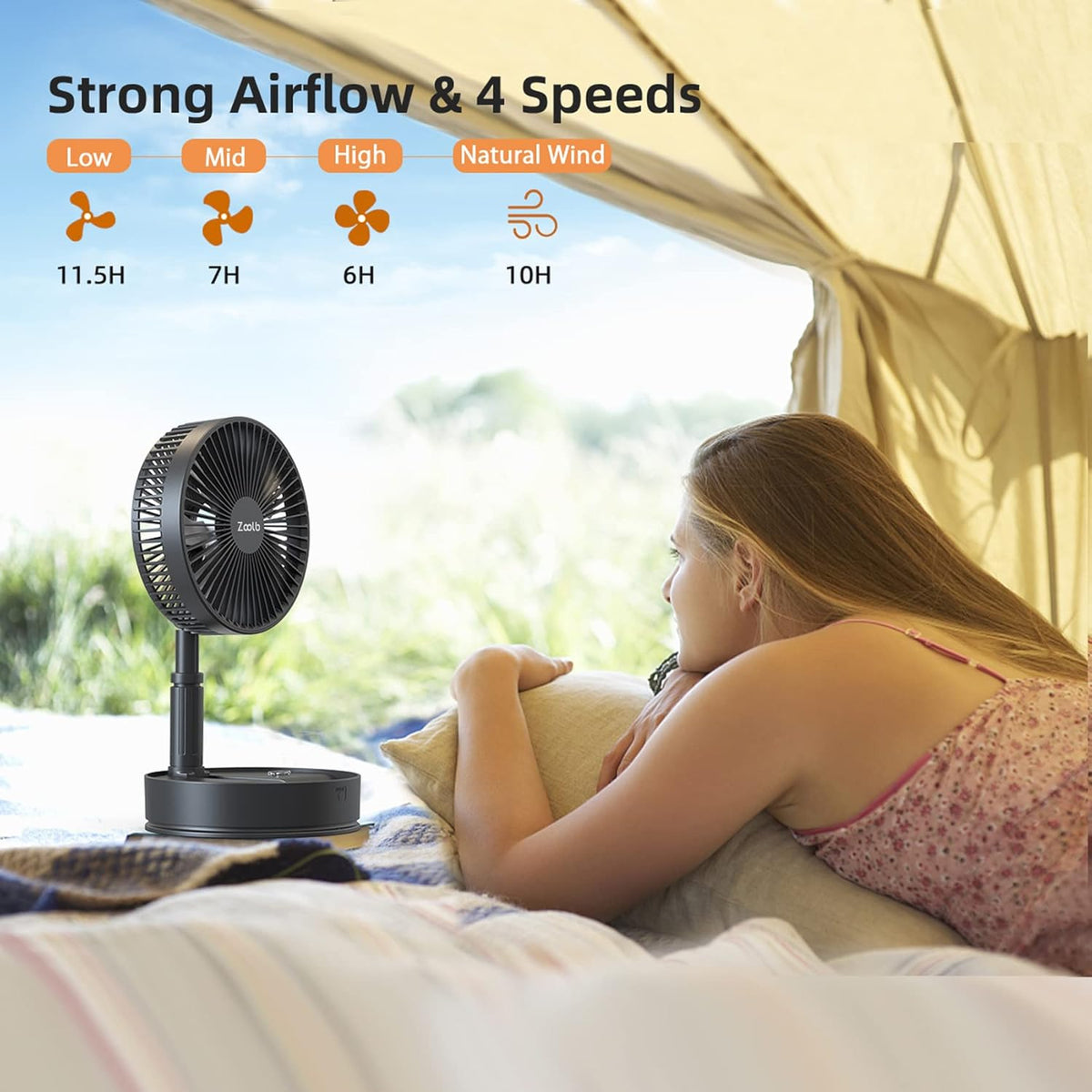 7200mAh Rechargeable Oscillating Fan with Remote Control K6822