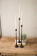 Set of 3 Cast Iron Candle Holders V9041