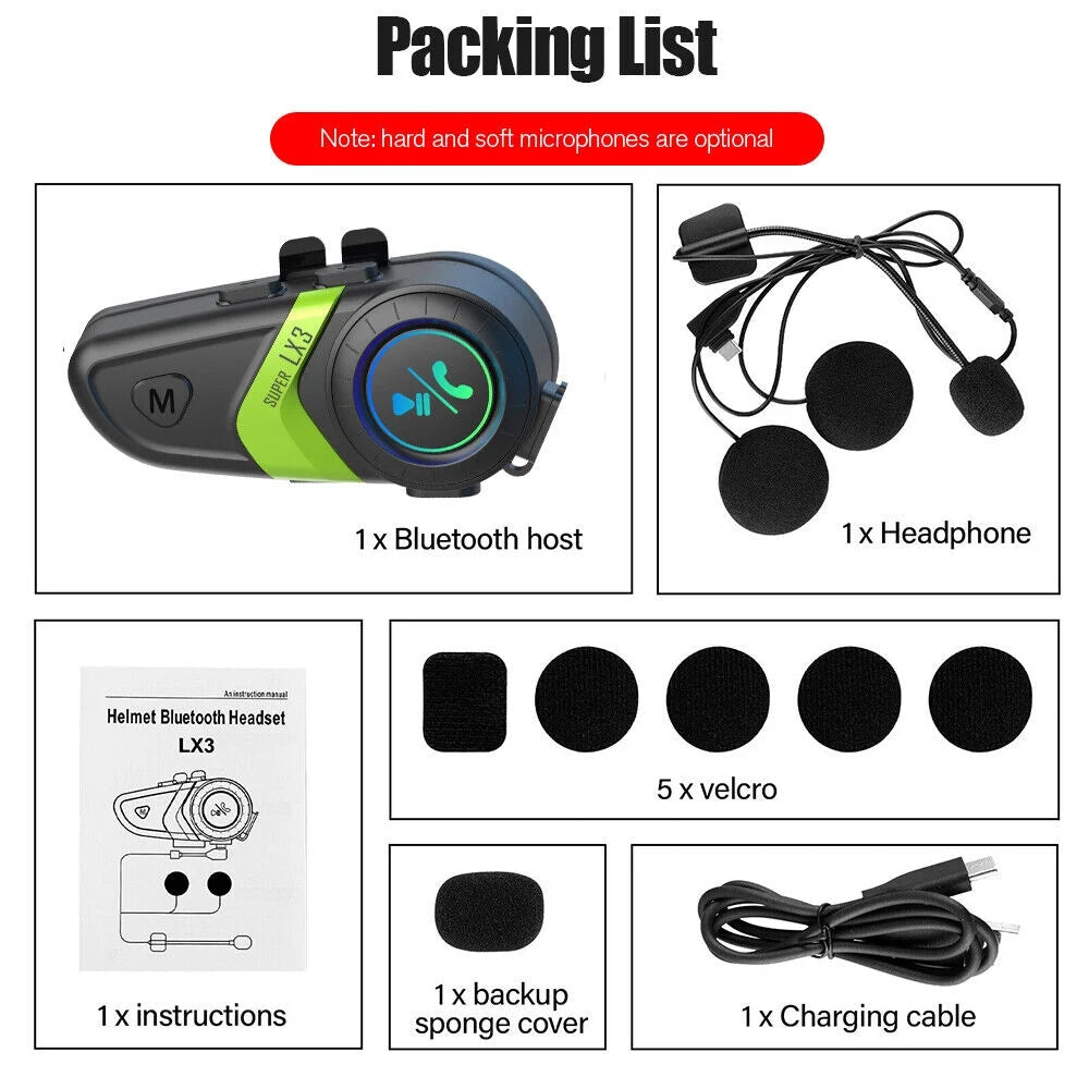 Motorcycle Helmet Headset Wireless Bluetooth 5.0 Headphone Speaker F438830