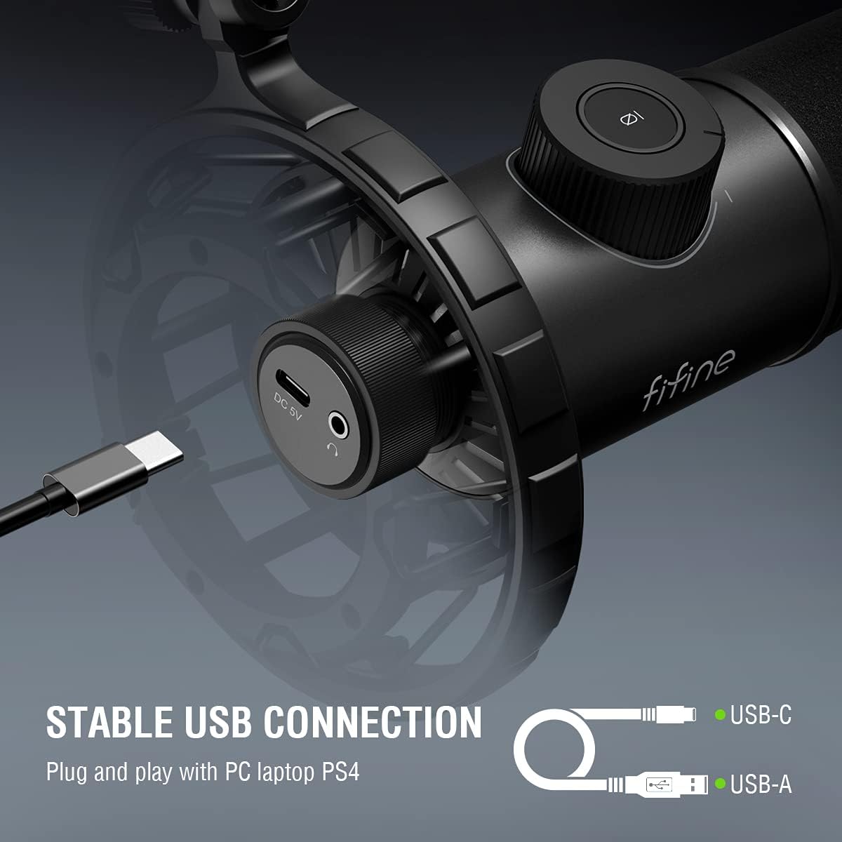 RGB Dynamic USB Gaming Microphone with Tap-to-Mute Button and Headphone Jack J33385