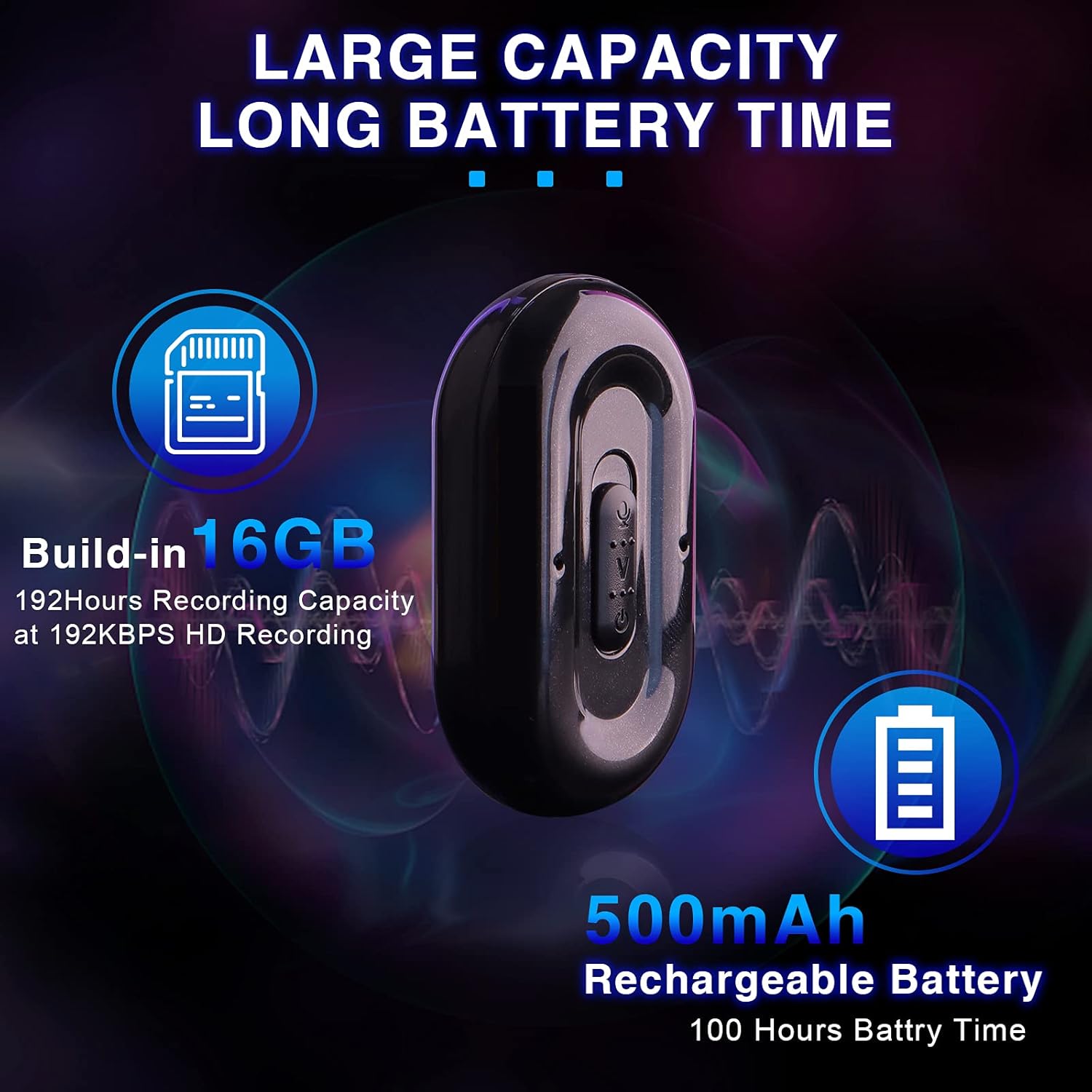 Magnetic Voice Activated Recorder Mini Voice Recorder Recording Device, 192 Hours Recording Capacity Pack of 2 M87983