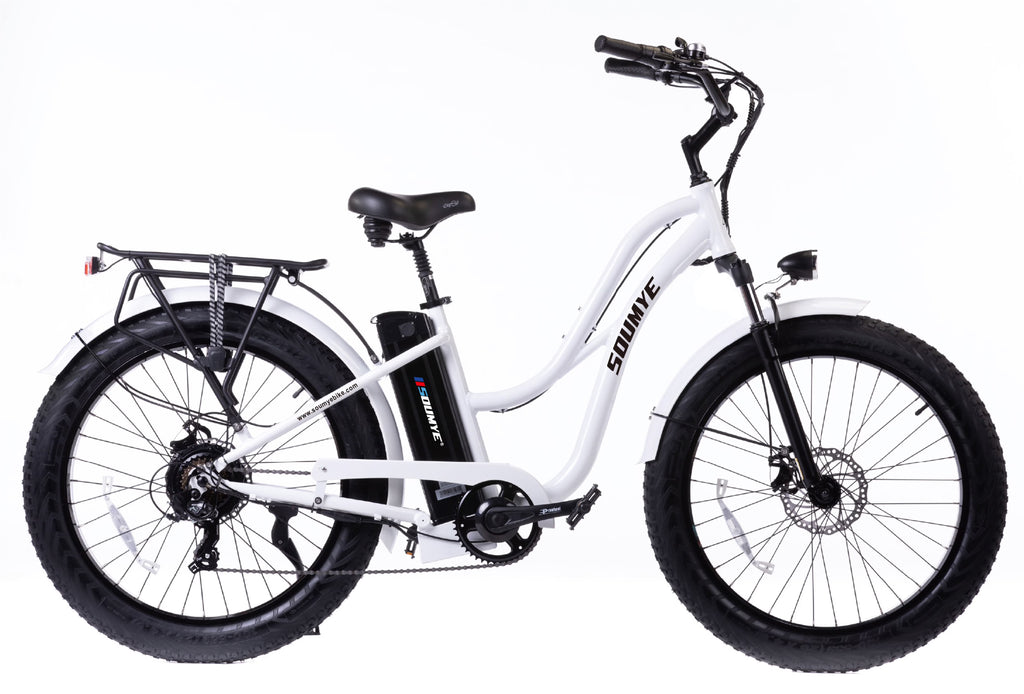 White 26" x4.0 Fat Tire Electric Bicycle W81986