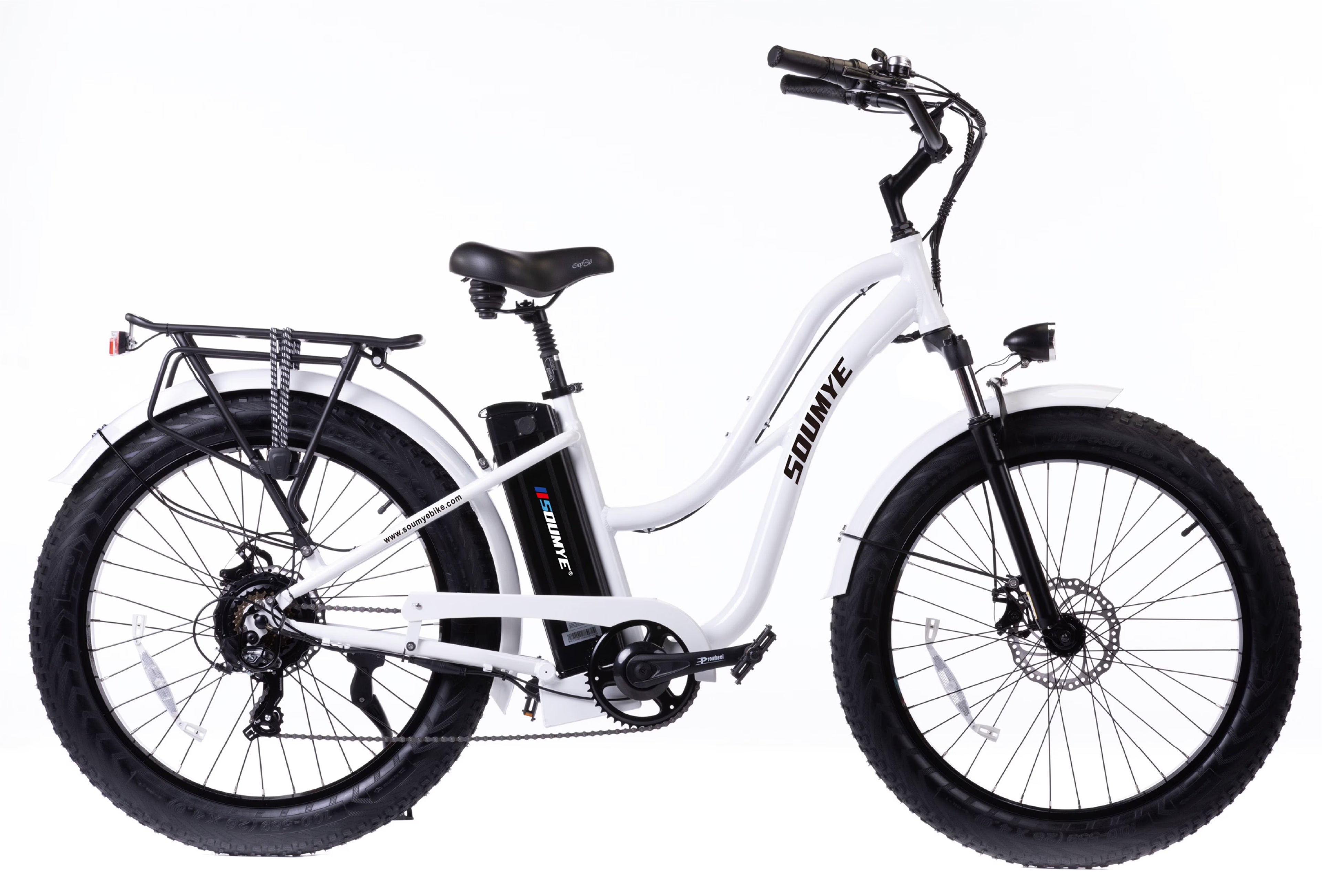 White 26" x4.0 Fat Tire Electric Bicycle W81986
