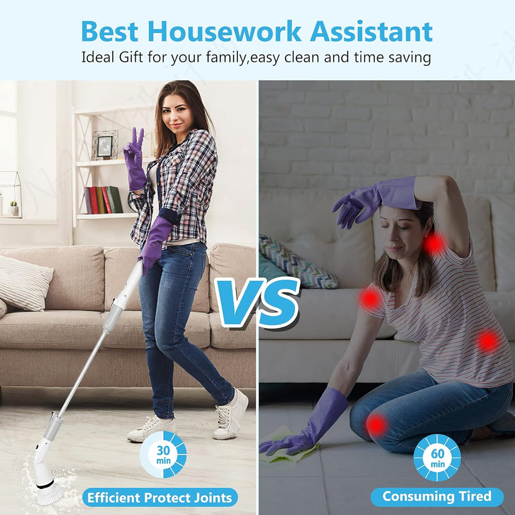 Electric Spin Scrubber with Adjustable Extension Handle, 4 Replaceable Brush Heads, Pack of 2 Z2469