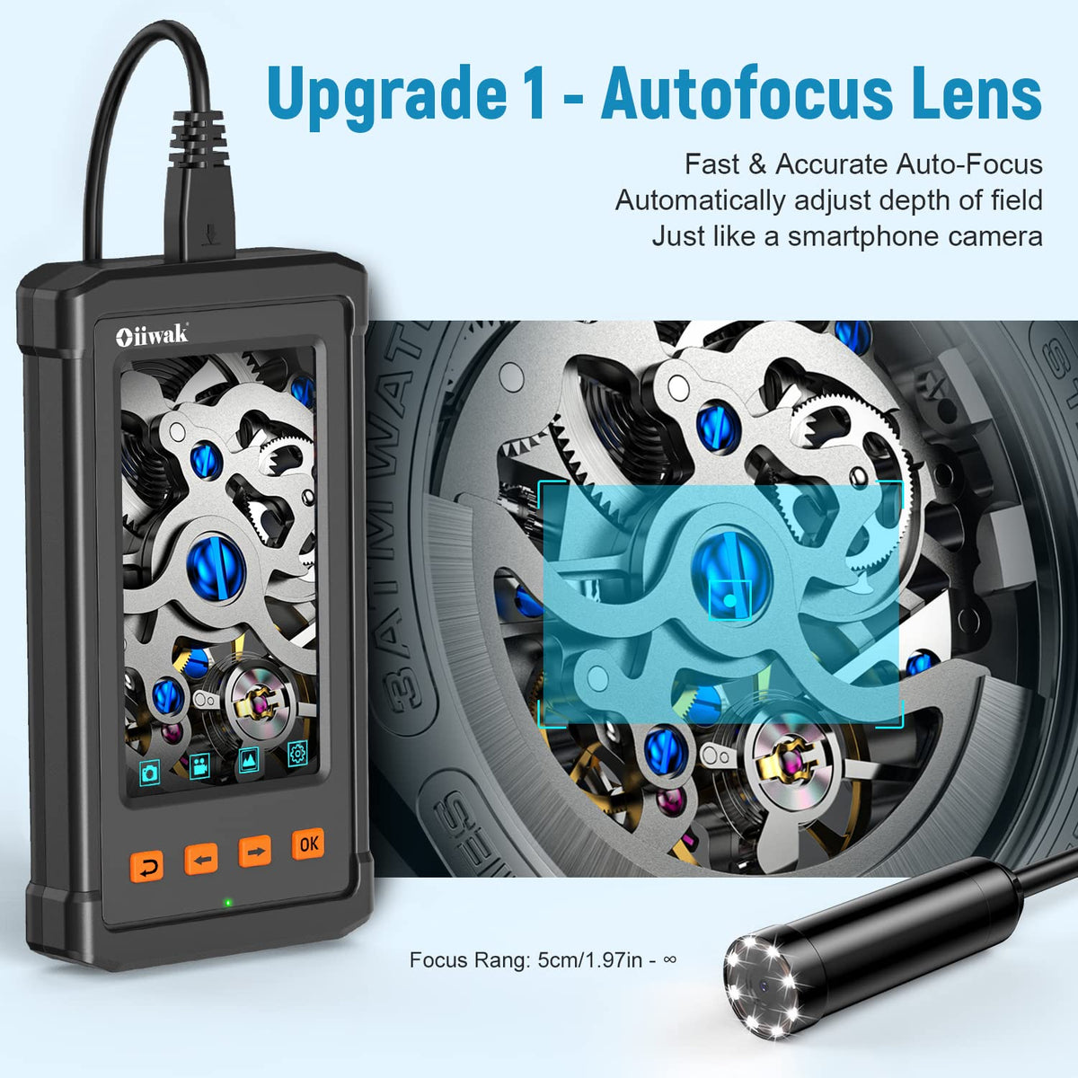 16.5FT 5MP 1944P HD Industrial Endoscope with 4.3'' IPS Screen M1201